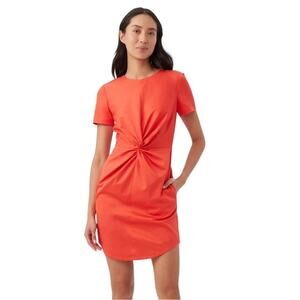 Trina Turk Crew Dress Womens Size 6 Vibrant Orange Organic Cotton Mini Chic